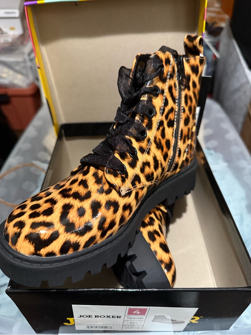 Target Leopard Print Kids Ankle Boots in Black and Brown